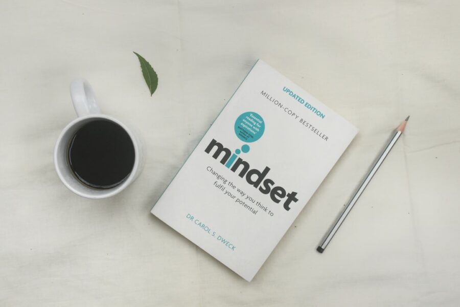 Illustration of a mental health improvement plan with a notebook, water glass, and daily routine notes