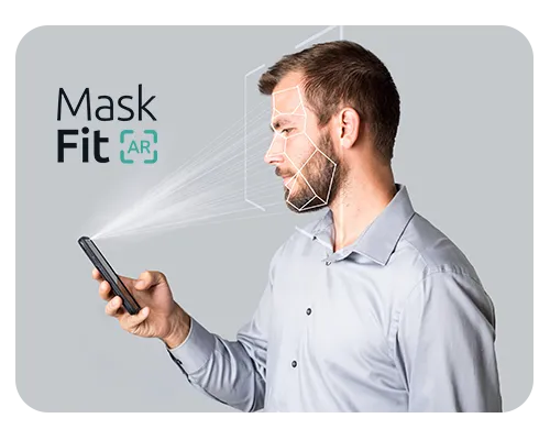 Man using Maskfit tool to personalize CPAP mask fit