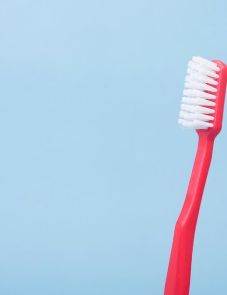 Gentle routine illustration for sensitive teeth care with soft-bristle brush and water